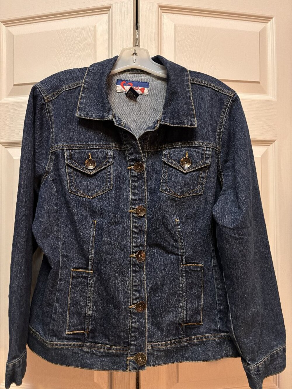 Awank Women’s Plus Size 1X Dark Wash Denim Jacket Button Front Stretch Jean Jack